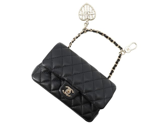 Chanel Handtaschen-Anhänger in Schwarz und Champagnergold Golden