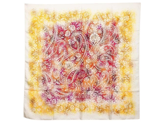 Hermès Lenço Carré 90 Hermes Indian Dust Multicor Bege