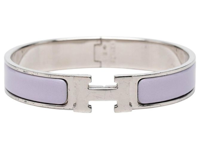 Hermès Pulseira de esmalte Hermes Click H GM Prata Roxo