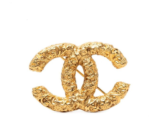 Timeless Broche Chanel Coco Mark chapado en oro Dorado