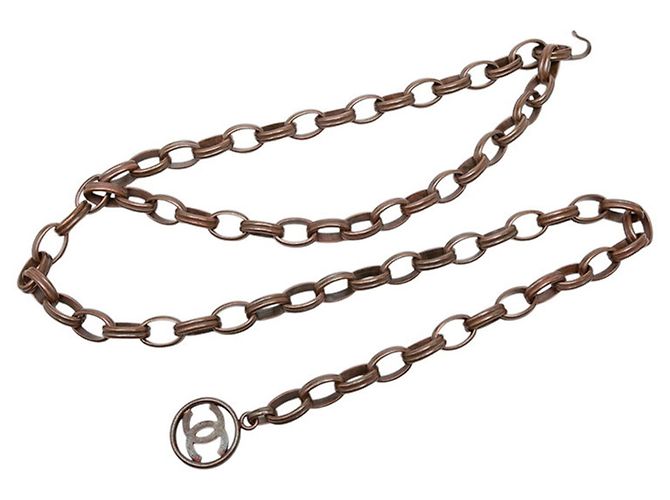 Chanel Coco Mark Vintage Kettengürtel Braun Bronze