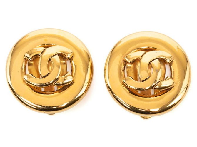 Orecchini a clip rotondi Chanel Coco Mark Vintage D'oro