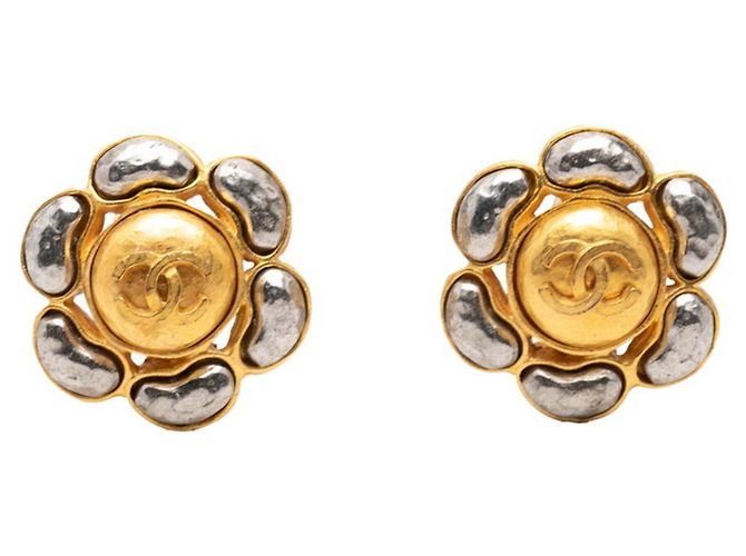 Orecchini clip Chanel Coco Mark Vintage Argento D'oro