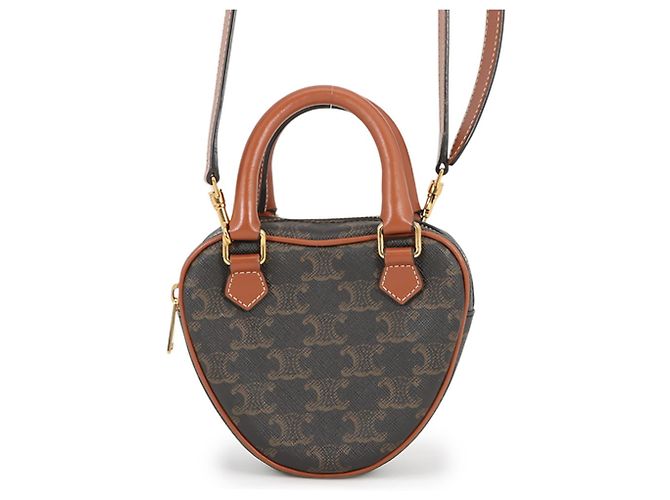 Céline Bolsa de mão Celine Triomphe Heart em couro Marrom