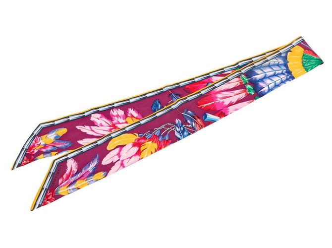 Hermès Sciarpa Twilly Hermes Brazil Muffler Multicolore Porpora