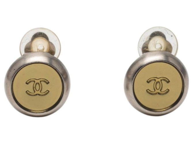 Chanel Coco Mark Vintage Clip-Ohrringe Silber Golden