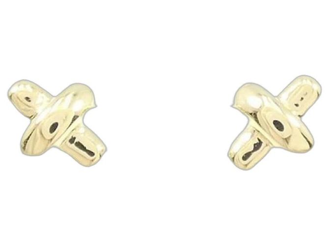 Boucles d'oreilles puces Cross Stitch Tiffany & Co. Doré