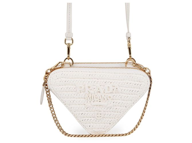 Pochette mini Triangle Saffiano Prada Blanc