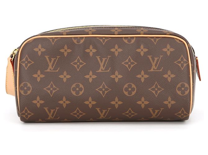 Louis Vuitton Monogram Dopp Kit Clutch Bag Brown