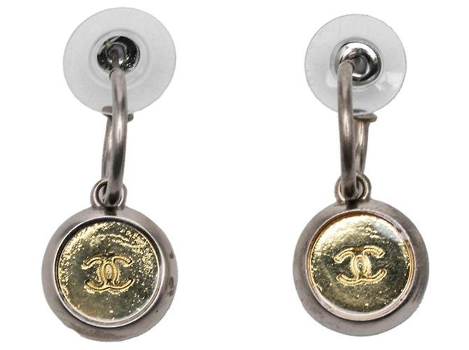 Timeless Orecchini a cerchio Coco Mark Vintage Chanel Argento D'oro