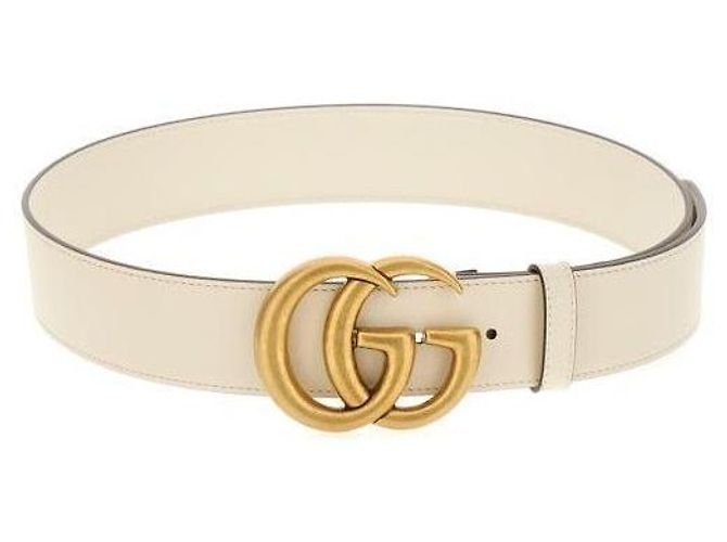 Gucci Breiter Ledergürtel Weiß 