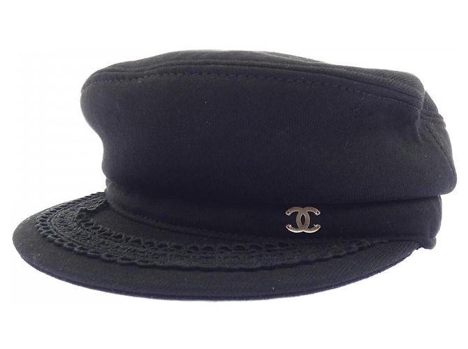 Boné de algodão Chanel Preto