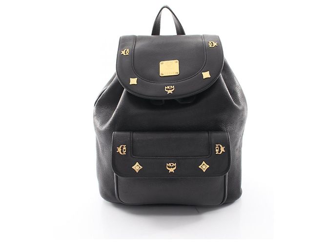 MCM Black Leather Backpack