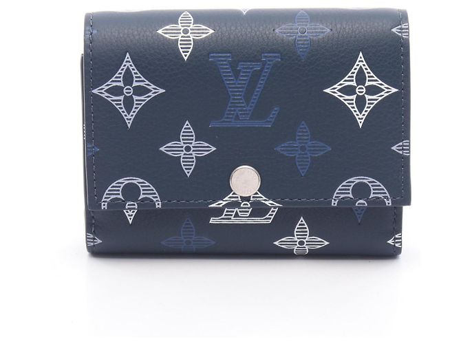 Louis Vuitton Victor Wallet Monogram Shadow Tri Fold Wallet Blue