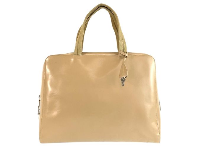 Bolsa Tote de couro Prada Marrom Bege