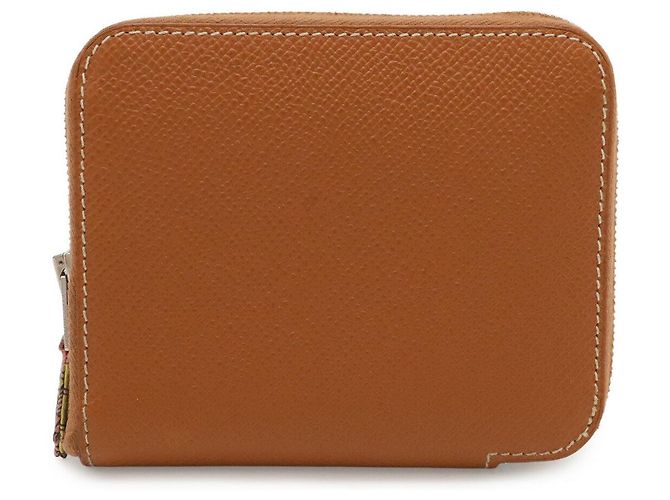 Hermès Portefeuille compact en soie Azap Hermes Marron
