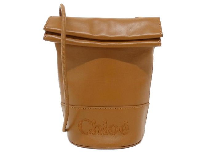 Bolsa de ombro em couro de vitelo Chloé Sense Marrom