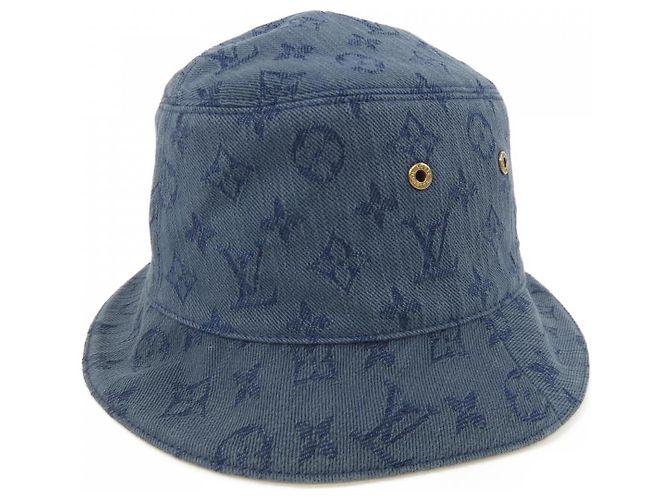 Cappello Bucket Louis Vuitton Monogram Denim Blu