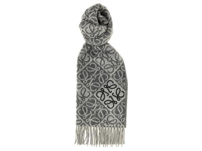 Loewe Sciarpa Anagram Checkboard Grigio 