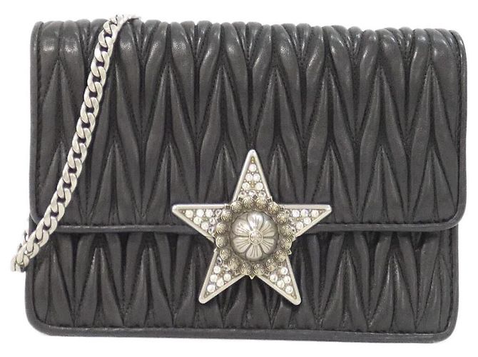 Bolso de hombro de cuero Miu Miu Negro