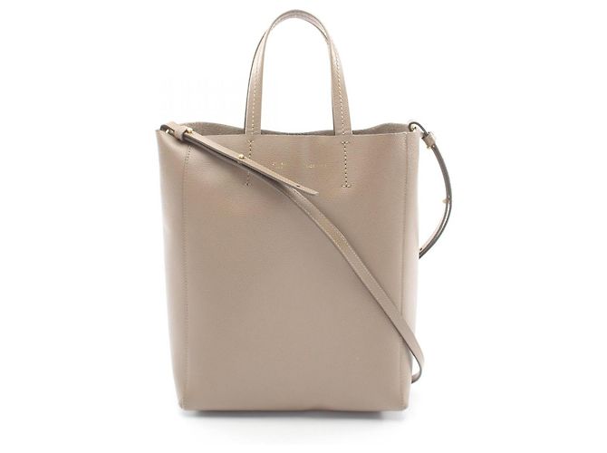 Céline CELINE Vertical Small Cabas Leather 2way Tote Bag Brown Beige