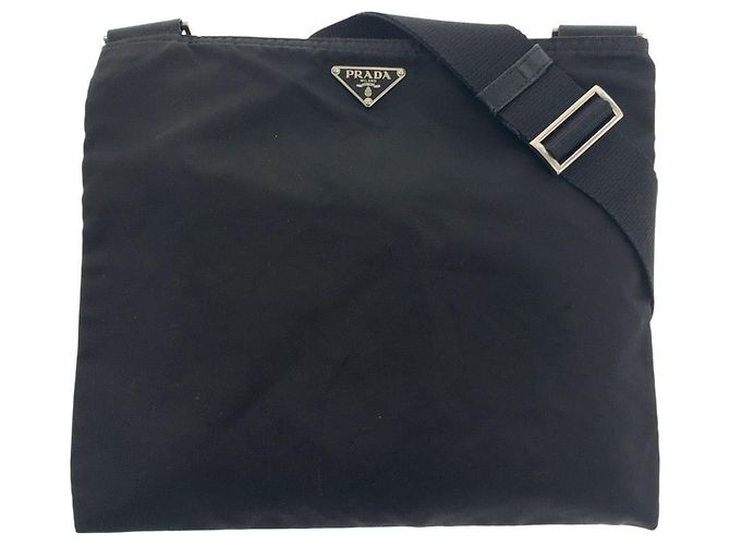 Bolso de hombro de nylon Prada Tessuto con logotipo triangle Negro