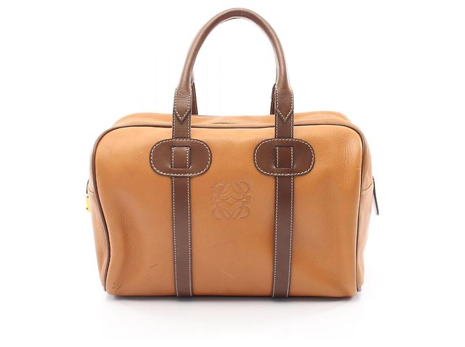 Sacola Tote de Couro Loewe Anagram Marrom