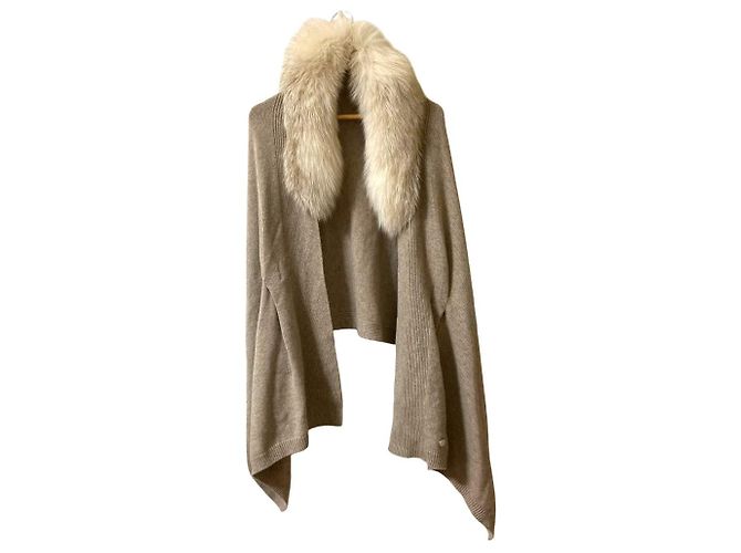Autre Marque Capa de cashmere e pele de raposa FOXEY Bege