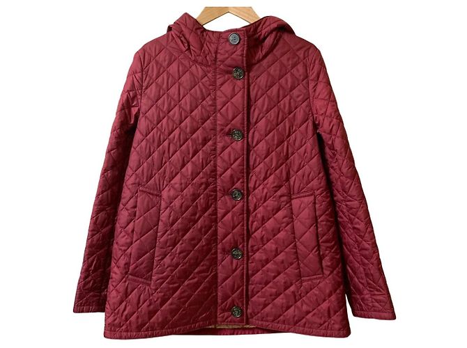 Autre Marque Mackintosh gesteppter Mantel mit Futter im Check-Muster Rot