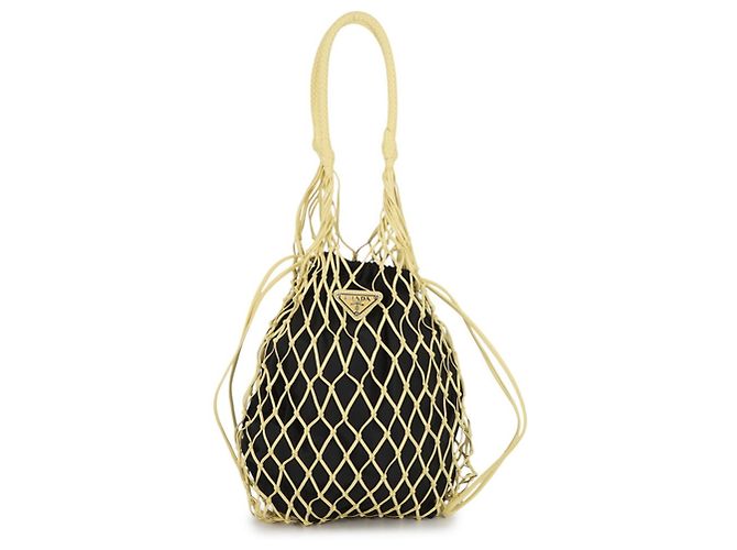 Tote Sac cabas en maille Prada Noir Jaune