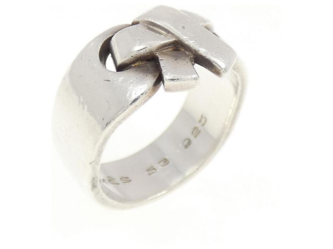 Hermès Silver 925 Band Ring Silvery 