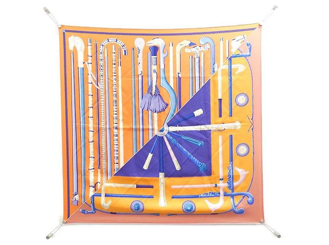 Hermès Sciarpa e foulard Hermes Cannes et Carre Multicolore Arancione