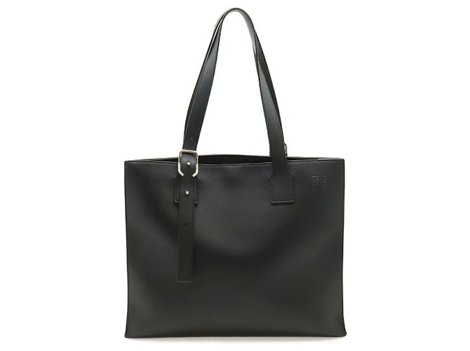 Bolso tote horizontal con hebilla Anagram Loewe Negro Blanco