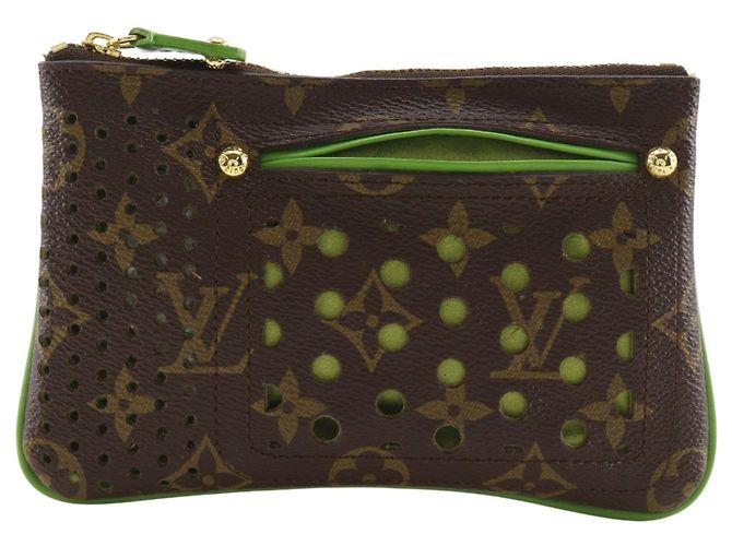 Louis Vuitton Pochette Plate Perforated Monogram Canvas PM Marrom