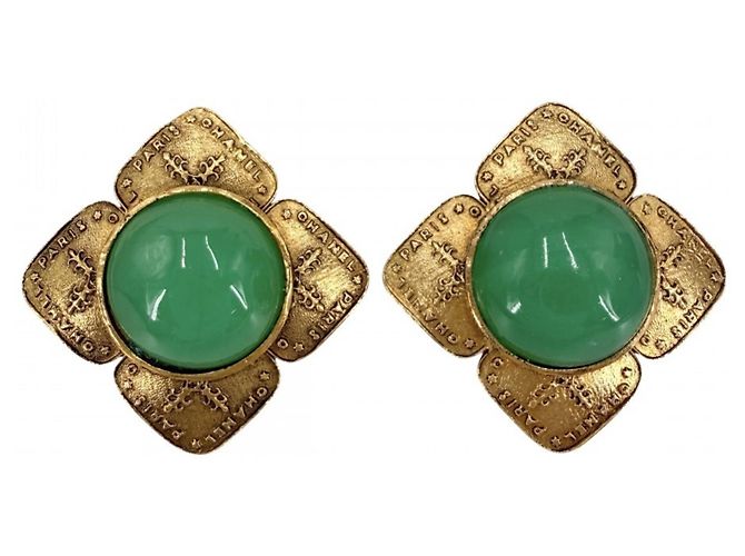 Timeless Orecchini a clip Chanel Vintage D'oro Verde