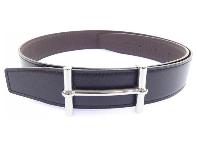 Hermès Ceinture réversible Hermes H d'Ancre 32mm Marron Noir