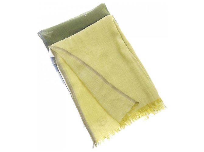Hermès Stola in cotone Hermes in verde, blu navy, bianco e giallo