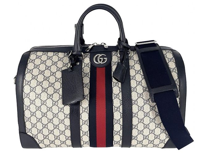 Borsa Boston Ophidia Gucci Beige Blu navy