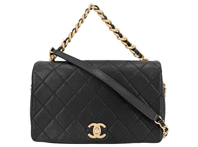 Chanel Black Grained Calfskin Handbag
