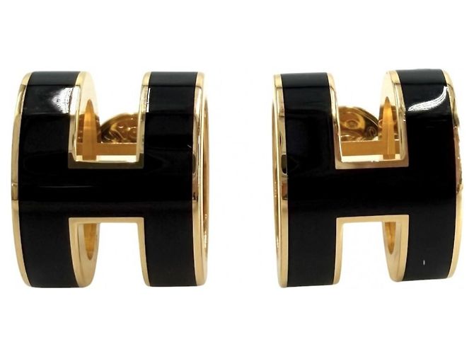 Orecchini Pop H Hermès in nero e oro D'oro 