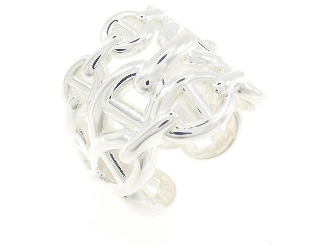 Hermes Hermès Chaine d'Ancre Enchainée Ring Plata