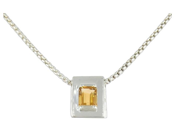 Hermès Colar Citrine Hermes Prata