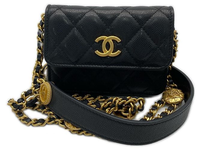 Bolsa de Ombro Chanel Matelassé Chain Preto