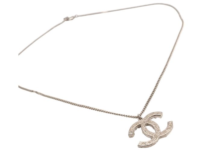 Colar Chanel Coco Mark com strass Prata