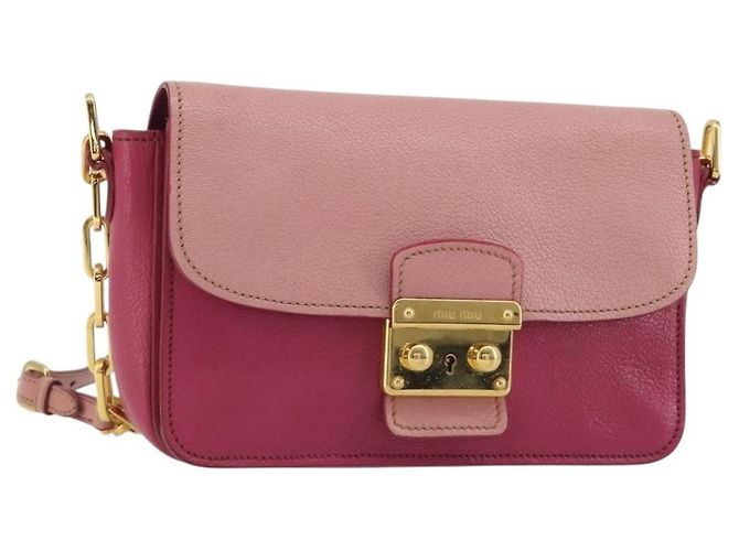 Borsa a Spalla Miu Miu in Pelle Rosa e Oro Auth 190333A D'oro