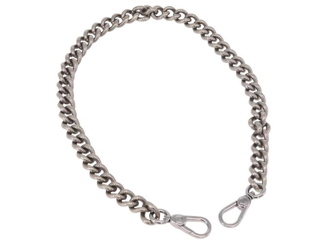 Céline CELINE Bag Chain Shoulder Strap metal Silver CC Auth 190204 Silvery