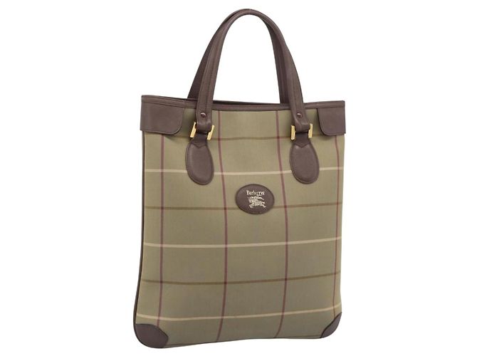Borsa Tote Burberry Nova Check in tela beige e oro Auth 189920A D'oro
