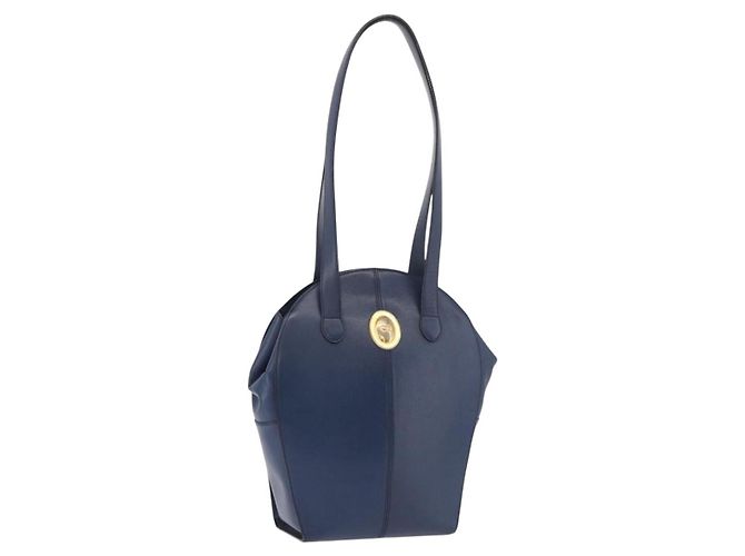 Borsa a tracolla Christian Dior in pelle blu e oro Auth bs35948 D'oro