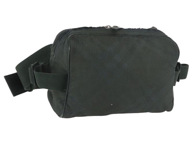 Borsa a tracolla BURBERRY Nova Check Nylon Verde Argento Auth 189973