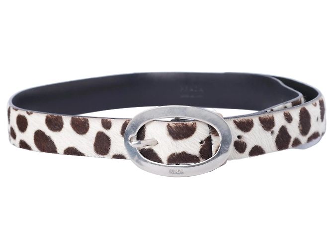 Prada Gürtel aus Ponyhaar Leopard Weiß
